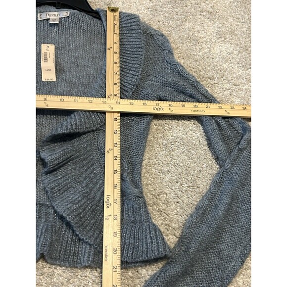 Decree Shrug Crochet Sweater Open Front Cropped Cardigan Top Blue Size Large - Picture 9 of 10